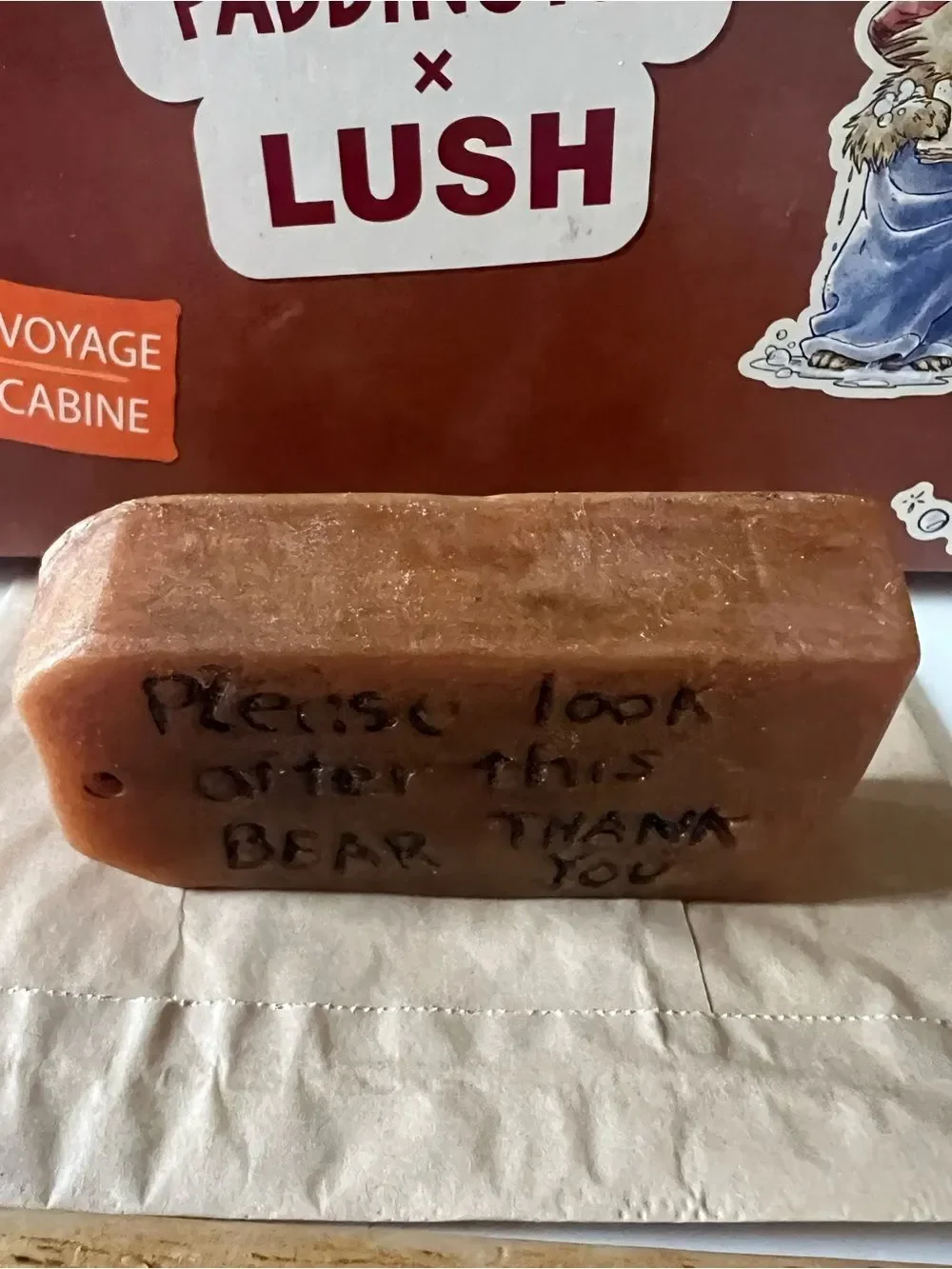 Lush X Paddington Soap PLEASE LOOK AFTER THIS BEAR THANK YOU 3.5 oz